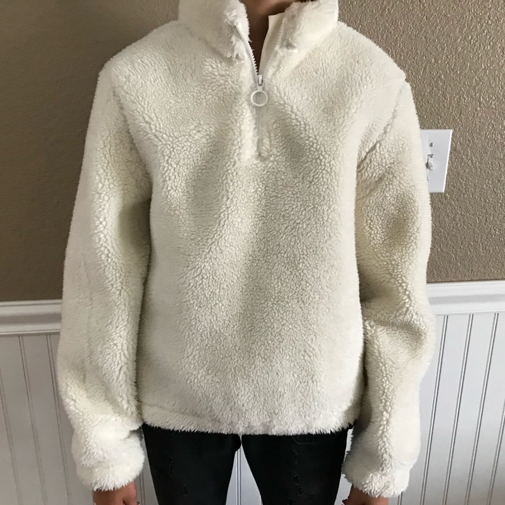 asos white zip up sweater